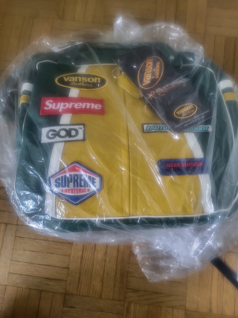 Supreme Yellow and Green Patchwork Messenger Bag with Patches